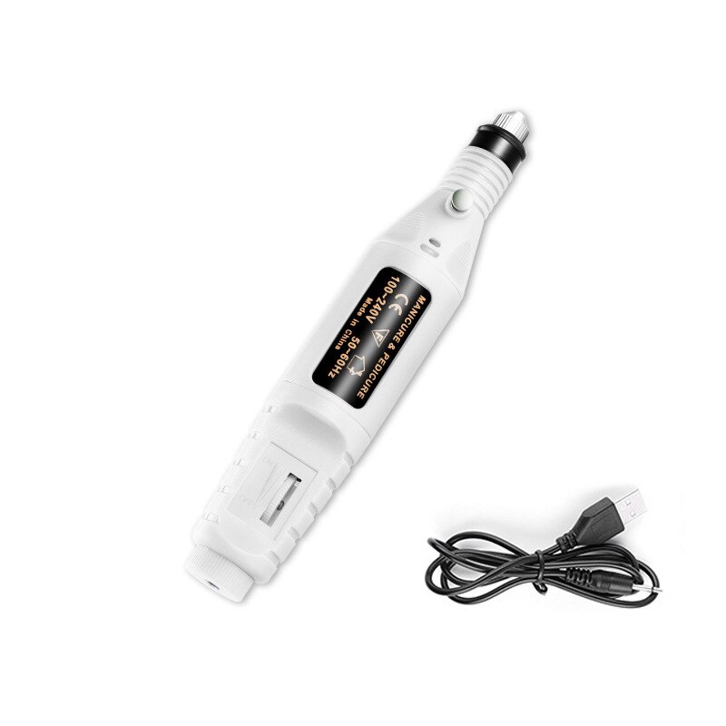 Electric Nail Drill Machine sander nail electric Manicure machine USB Charging nail drill Machine Nail File Equipment Tools: USB white