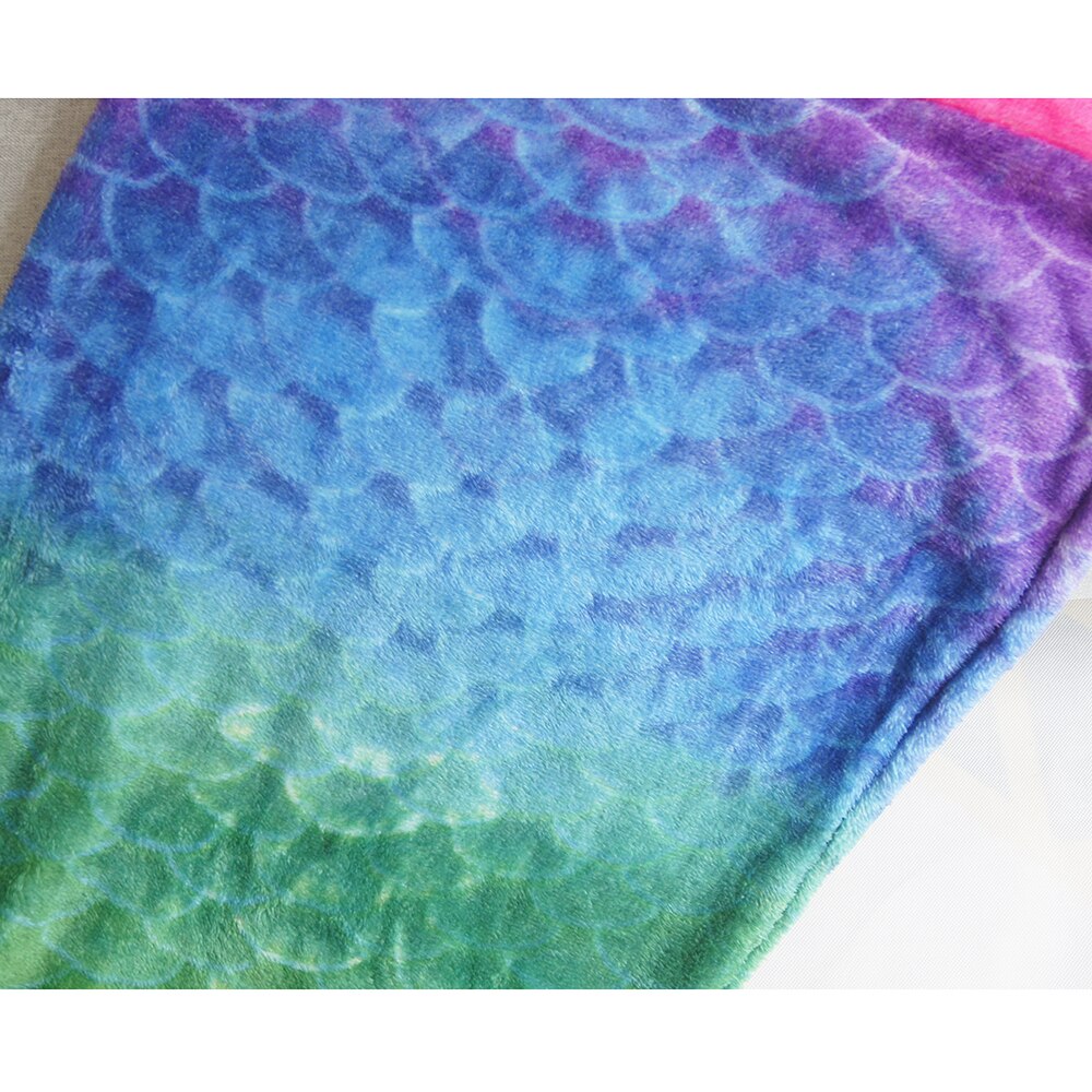 Cartoon Beauty Colorful Mermaid Fish Tail Blanket Winter Soft Flannel for Parent-child Fish Scale Pattern Sofa Throw