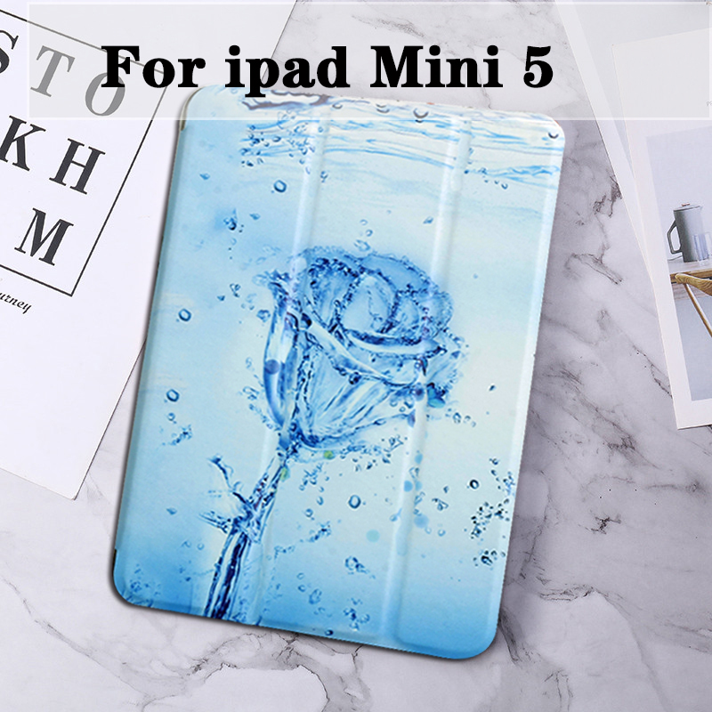 Dla ipad mini 5 4 3 2 1 etui malowane skórzane etui na tablet Mini5 Mini4 mini 1 2 3 powłoka ochronna odwróć stań Smart Cover: Ice rose for Mini 5