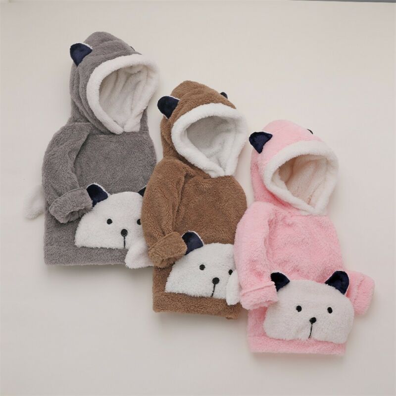 Pudcoco isbjørn plysj fleece hette småbarn baby gutter jenter polstret søt tegneserie sweatshirt topp pels hettegensere klær