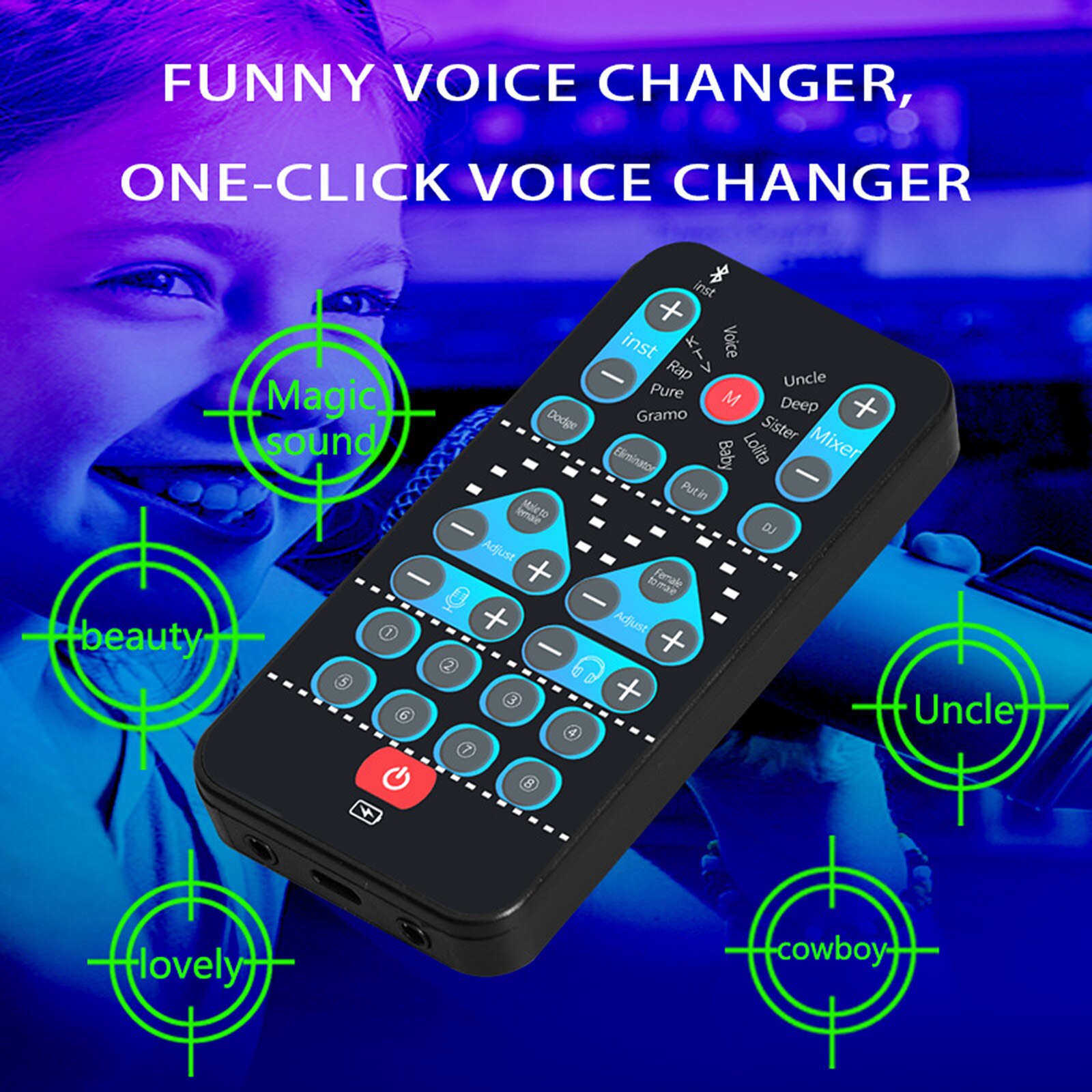 Voice Changer Mini Draagbare 10 Stem Veranderende Modulator Met Verstelbare Voice Functies Telefoon Computer Geluidskaart Mic Tool