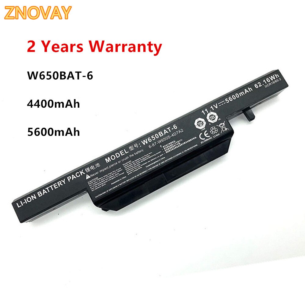 Bateria Do Portátil Para CLEVO W650BAT-6 ZNOVAY W650DC W650RB W650RC W650RC1 W650RN 6-87-W650S-4D7A2 Bateria do Notebook