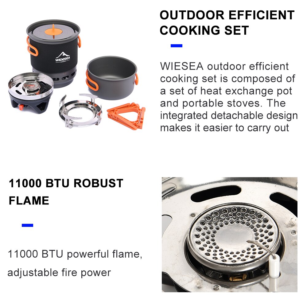 Widesea Camping-Kochsystem mit Wärmetauscher, Outdoor-Gasbrenner, Herd, Touristentopf-Set, Tasse, Geschirr, Kochgeschirr, Tourismus, Wanderung