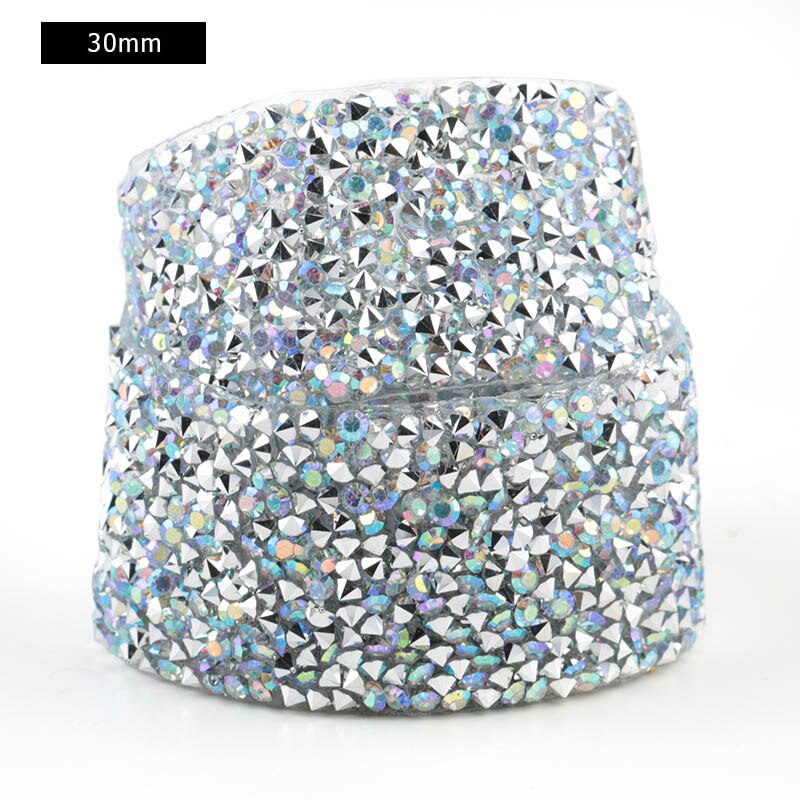Dżetów wykończenia poprawka 1 stoczni Strass szycia taśmy Rhinestone aplikator wstążka z dżetów żelazko na ubrania akcesoria: 3cm - clear AB