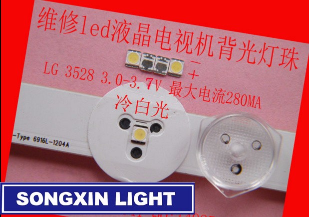 Lámpara de luz de fondo para TV LG LED Original, cuentas de 1W, 3v, 100, 3528, Cuenta de luz blanca fría, 2835 Uds.