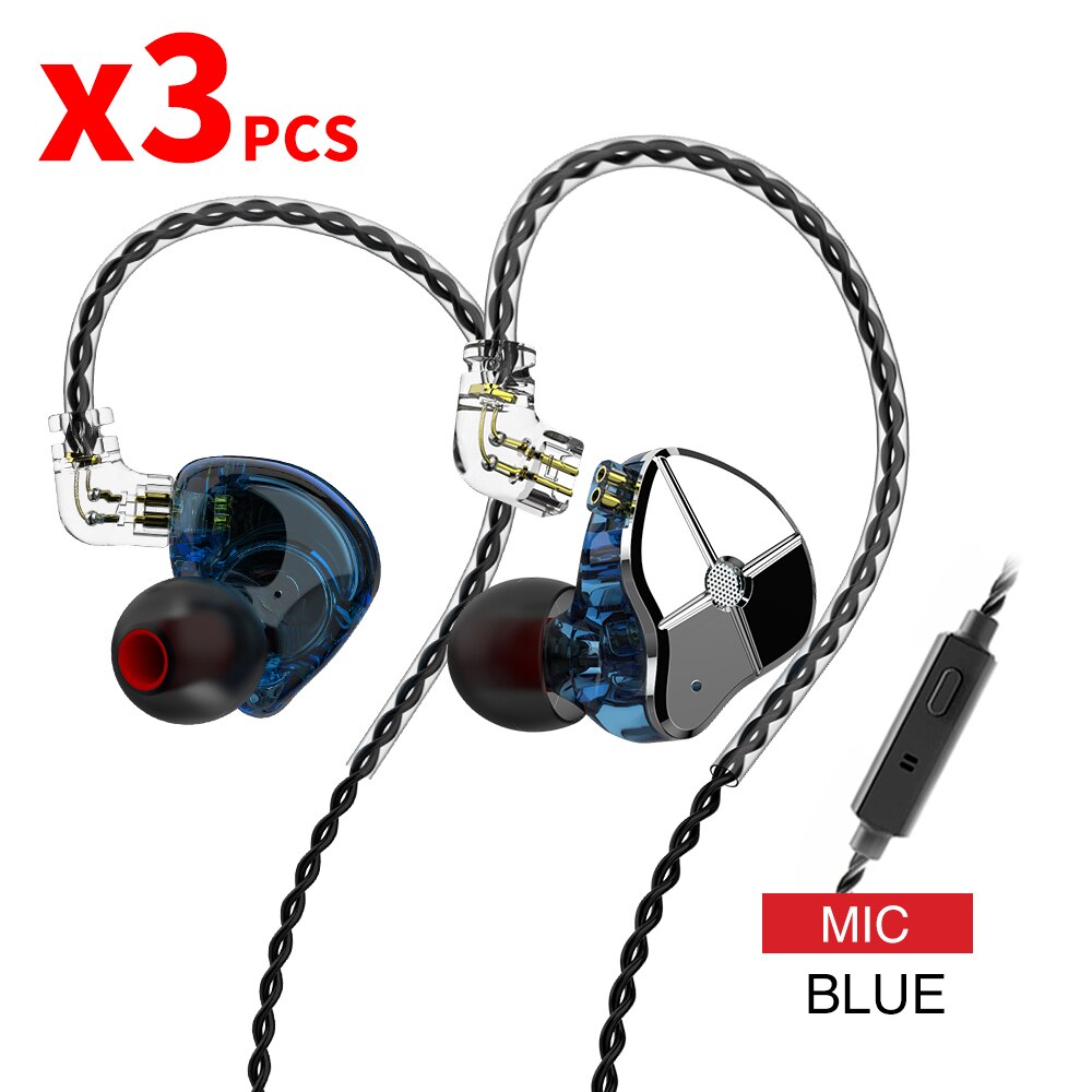 TRN ST1 1DD 1BA Hybrid In Ear Earphone HIFI DJ Monitor Running Sport Earphone Earplug Headset With QDC Cable TRN V90 BA5: blue with mic3