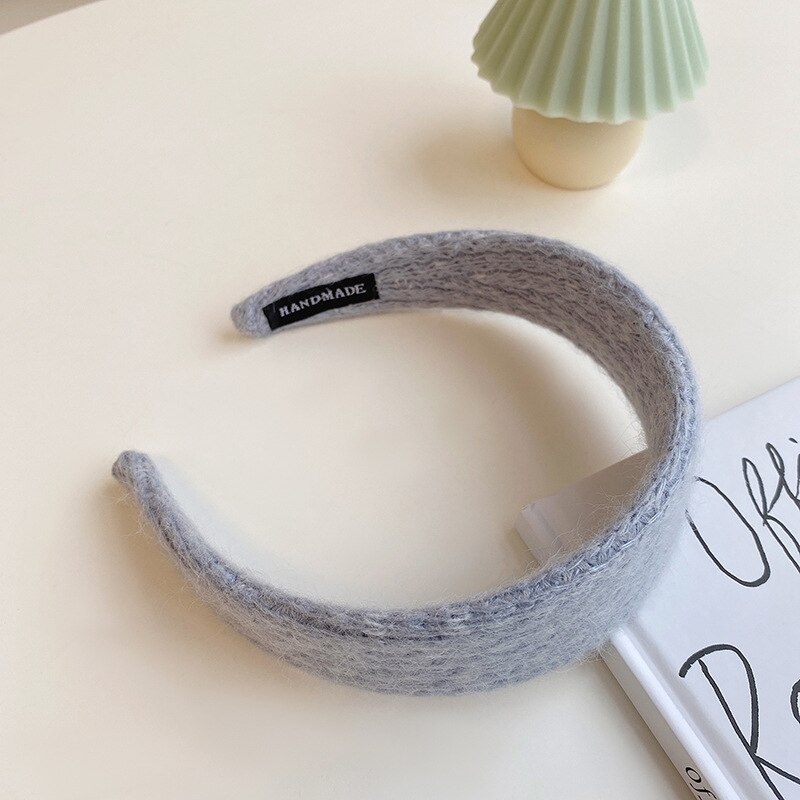 Warme Wollen Gebreide Haarband Hoofdband Vrouwen Meisjes Haar Hoofd Hoepel Bands Accessoires Haar Sieraden Hoofdtooi Scrunchies: Grey Blue