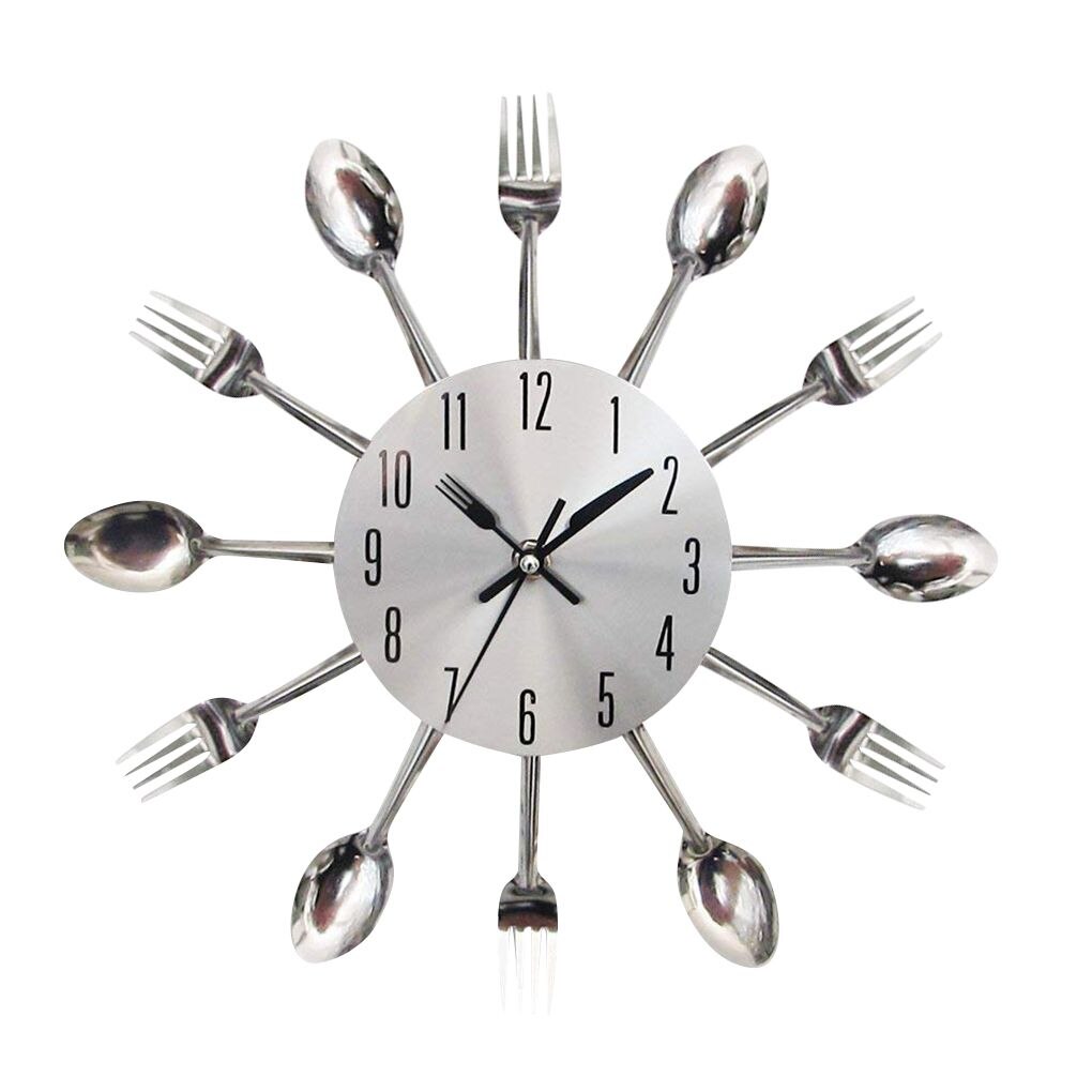 Cuisine créative horloge murale 3D moderne couverts cuisine cuillère fourchette horloge murale décalcomanie murale chambre décoration de la maison