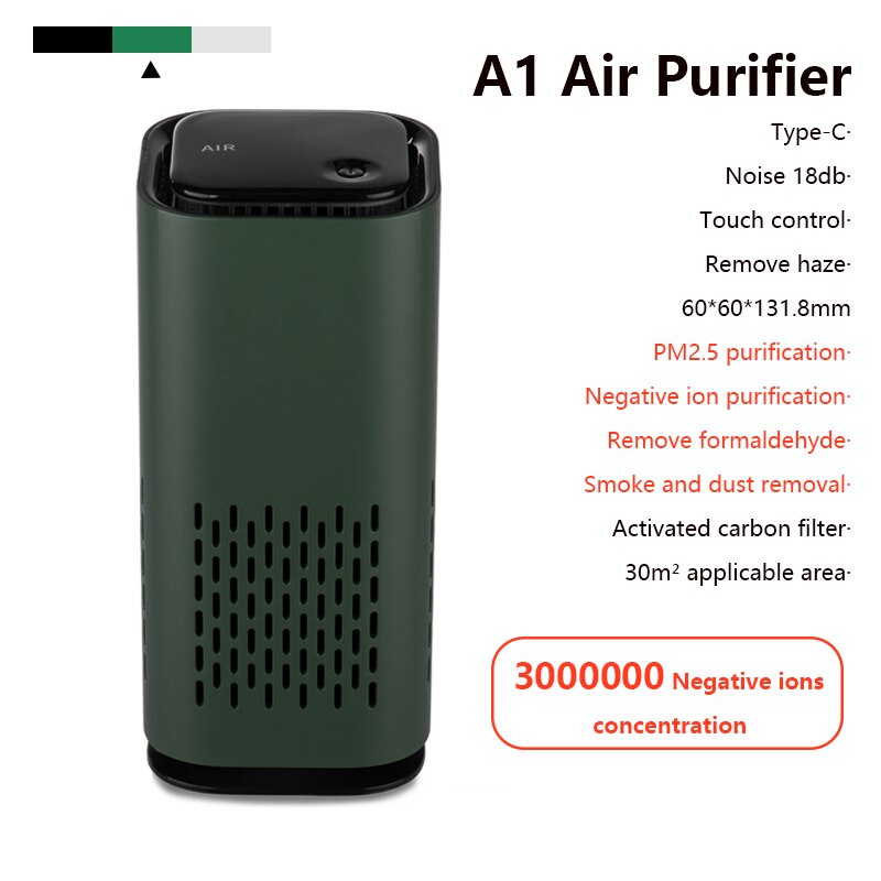 Purificador de aire automático con filtros HEPA auténticos, purificadores de escritorio, filtración, limpiador de aire para coche, Mini purificador de aire de iones negativos para el hogar: 02