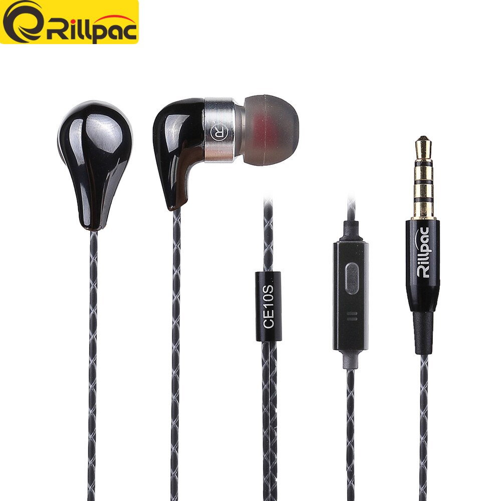 Rillpac CE10S Met Microfoon en Afstandsbediening Geluidsisolerende In-Ear Hifi Stereo Oortelefoon voor alle smartphones: Black color