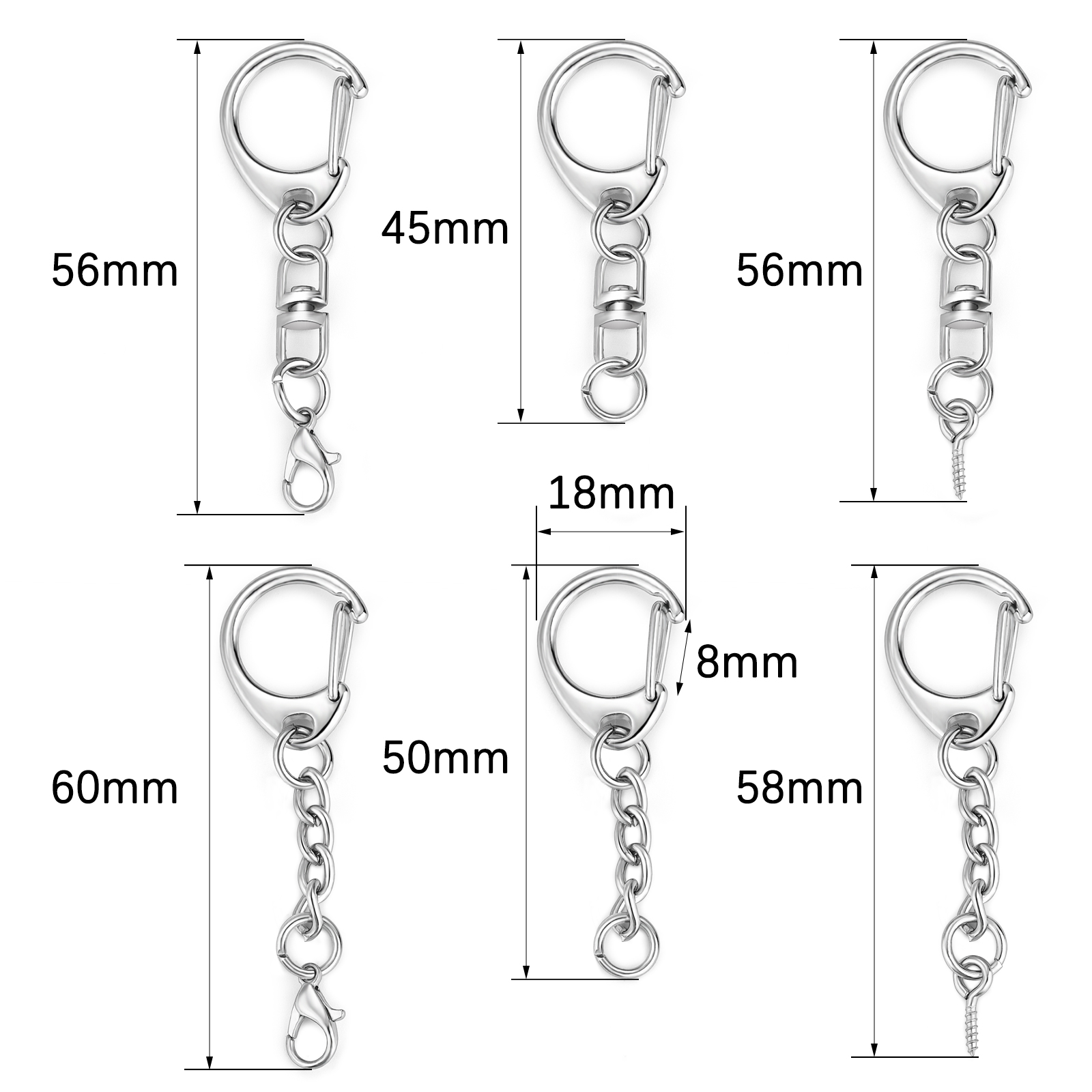 5/10 Stuks Karabijn Sleutelhanger Sleutelhanger C Vorm Sluitingen Connector Haak Voor Diy Sieraden Maken Vinden Sleutelhanger accessoires