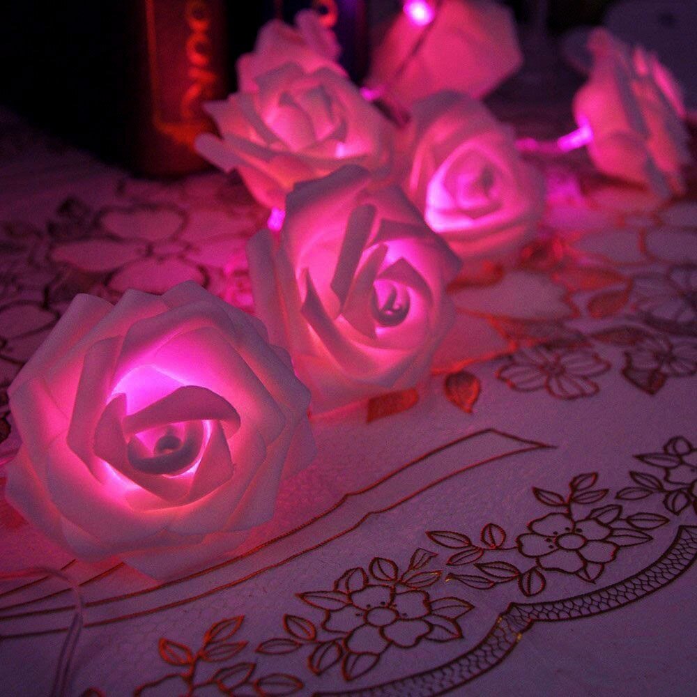 Rozen bloemen slinger led verlichting 20 leds lichtsnoer kerst binnendecoratie voor thuis valentijnsdag lichtslinger