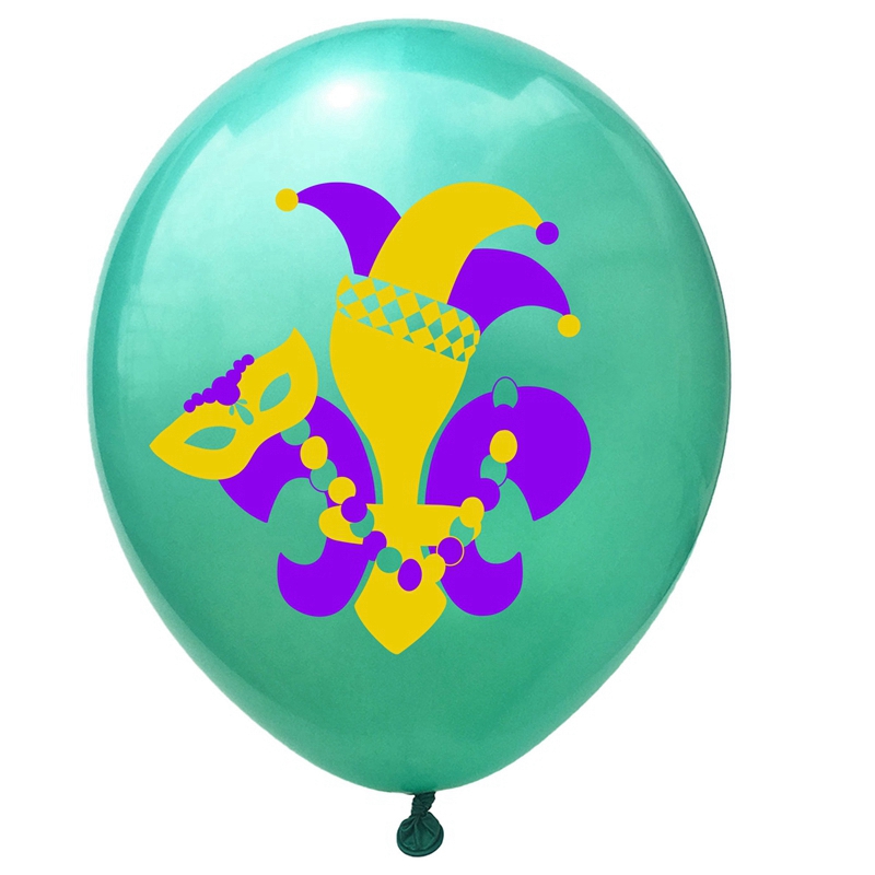 MARDI GRAS Carnival Theme Birthday Party Decoration Cake Topper Banner PVC Spiral Pendant Latex Balloon Supplies: 10pcs Tblue