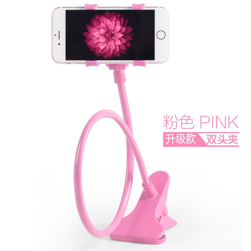 1pc Gooseneck Bed Phone Holder Stand 360°Rotation Adjustment With Spring-loaded Slip Lazy Flexible Mount Holder Bracket: 75CM Pink