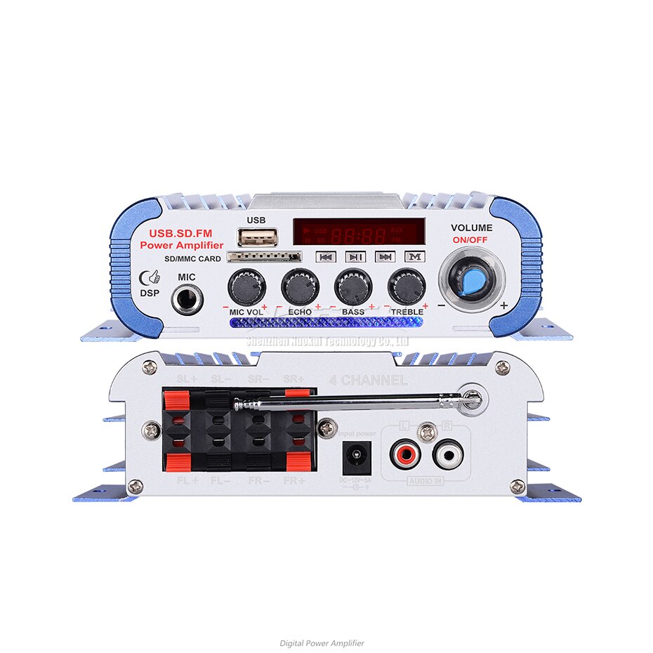 NKTECH HY-604 Auto Audio- hoch Energie Digital Verstärker 4CH x 45W Hallo-fi-Spieler mit MIC Karaoke Nachhall Unterstützung FM SD DVD MP3