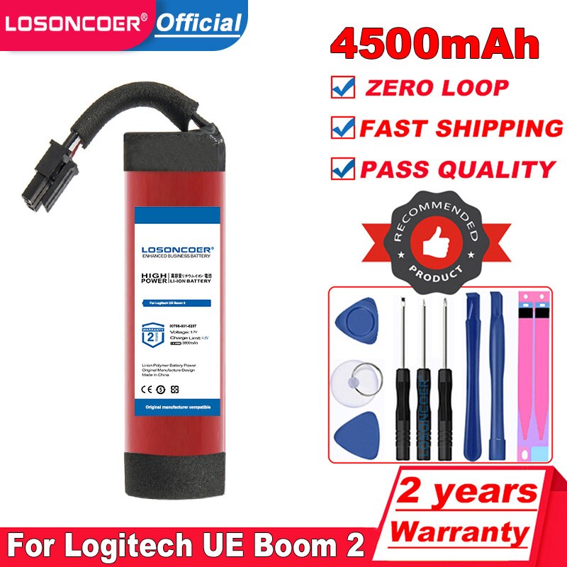 LOSONCOER 3800mAh 00798-601-8207 Batterie für Logitech UE Boom 2, UE Boom 2 Ultimative 533-000104