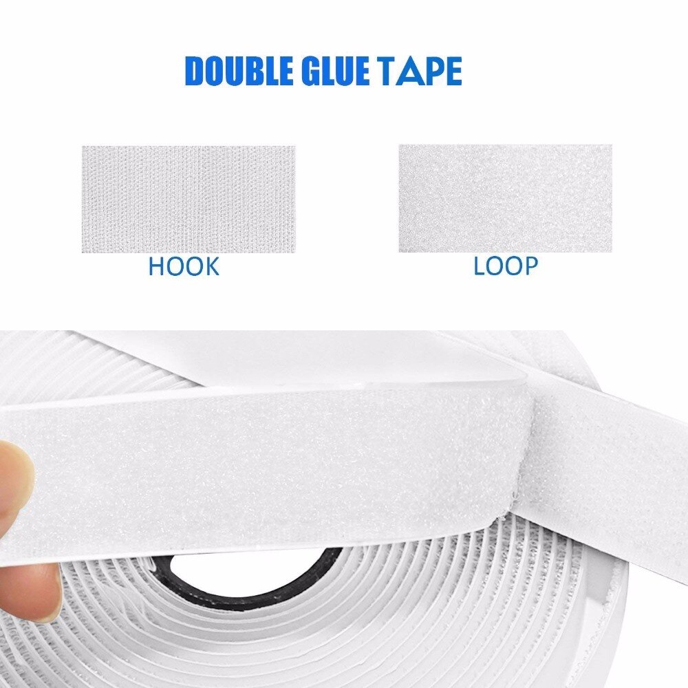 5m*20mm borrelås, selvklebende klebrig tape, kraftig borrelås tape gjenbrukbar dobbeltsidig klebrig tape 20mm