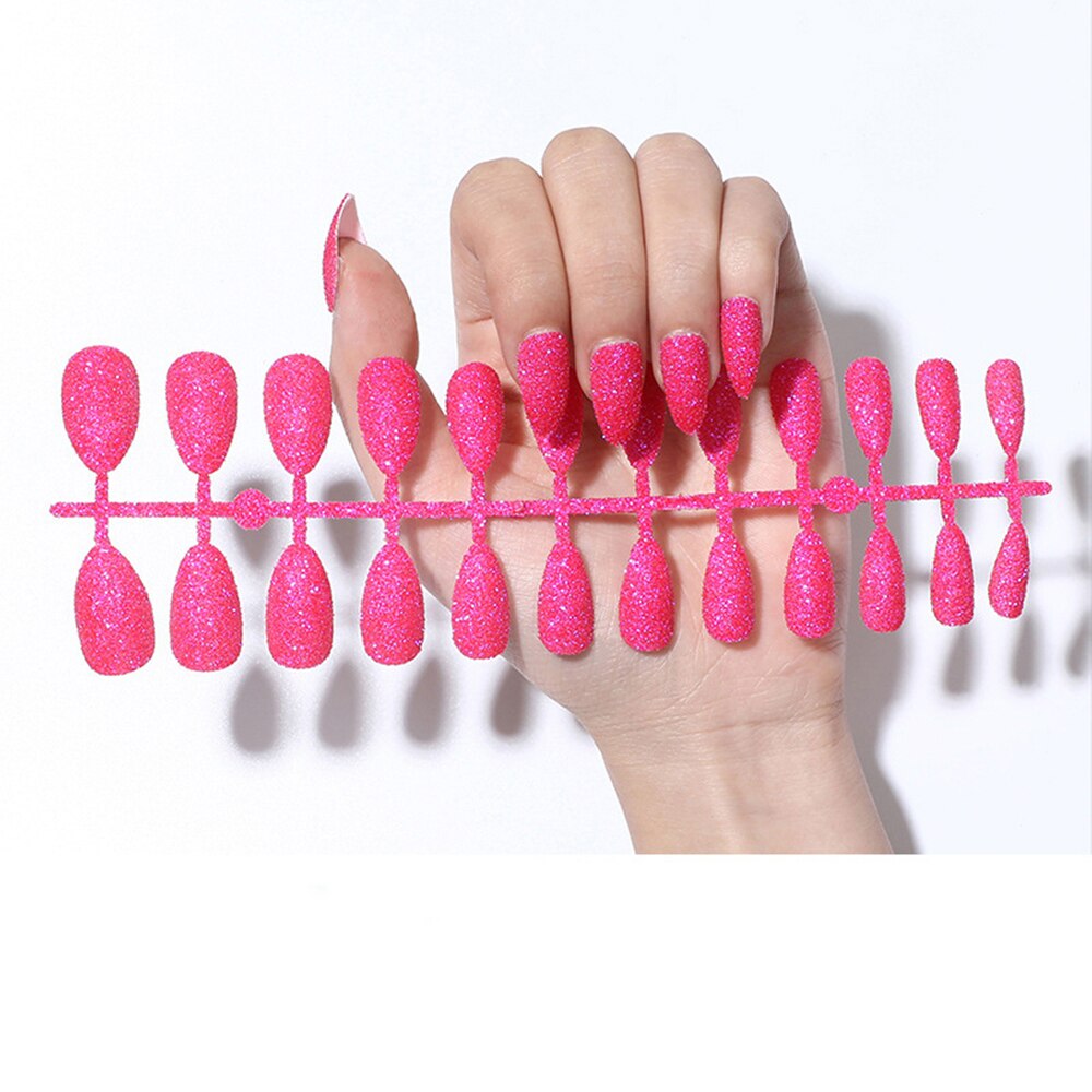 Faux ongles ballerine détachables, accessoire de manucure, 24 pièces, à paillettes de couleur bonbon, à porter, couverture complète: 7-Just 24PCS Nails