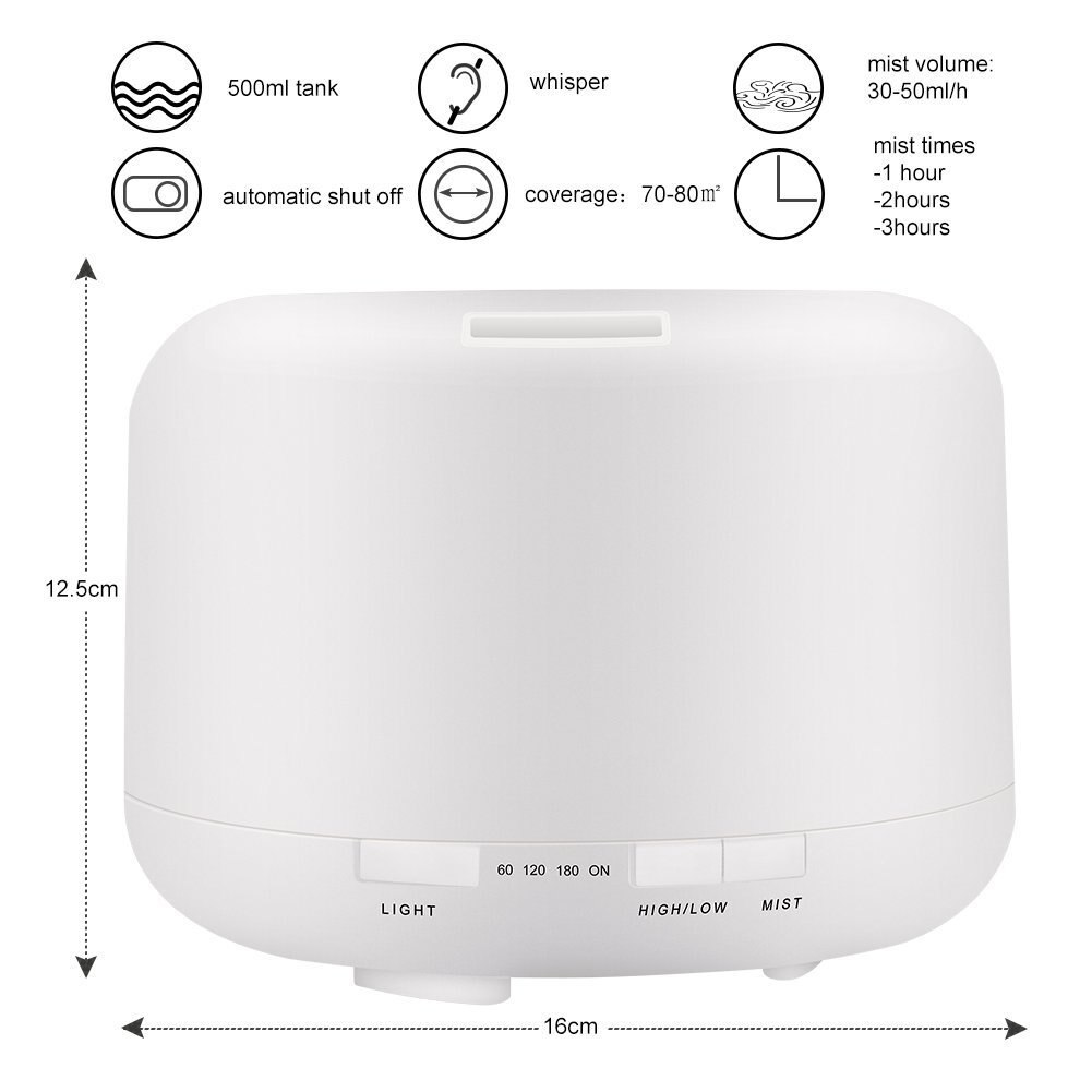 300 500ML Air Humidifier With Remote Control Colorful Non-printed Ultrasound Aroma Diffuser Pure White Dark Light Wood Grain