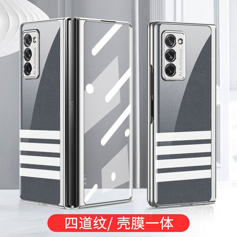 Tempered Glass Case for Samsung Galaxy Z Fold 2 5G Cover All-inclusive Luxury HD Front Glass Shell for Samsung Z Fold 2 Case: four bars