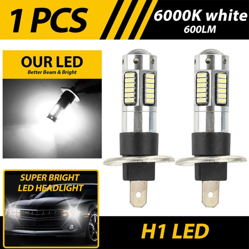 2pcs CAR H1 LED Projector Fog Light Bulbs Kit High Beam DRL Super Bright 6000K White 4014 Chip For Turn Light, Reverse Light