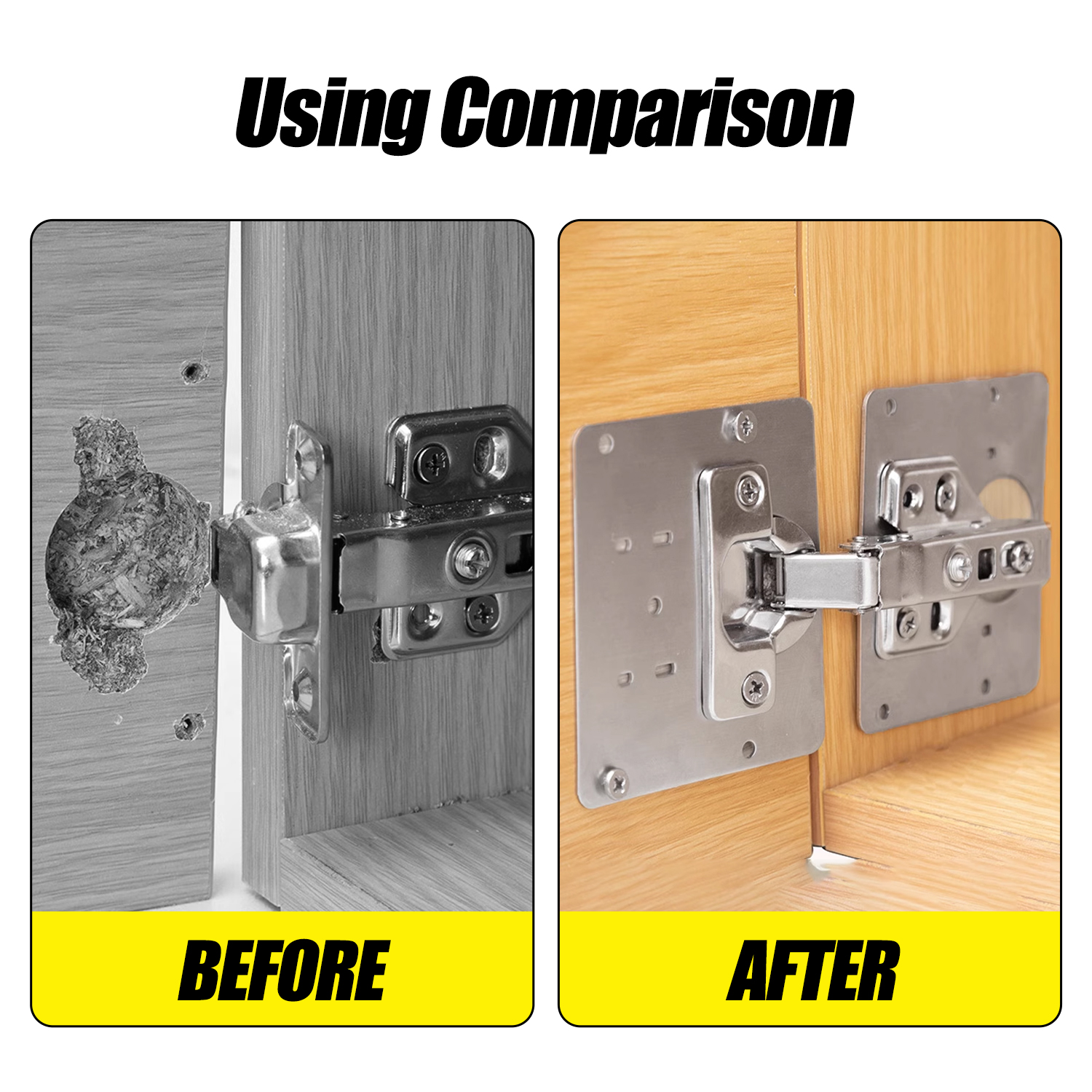 Cabinet Hinge Repair Plate Kits Stainless Steel Door Hinges Mounting Plate with Hole Replacement Bracket for Cupboard Furniture