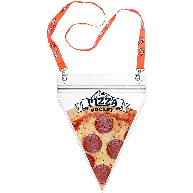 Bærbar pizzapose gennemsigtig nakkehængende genanvendelig lynlås pizzastrømpepose