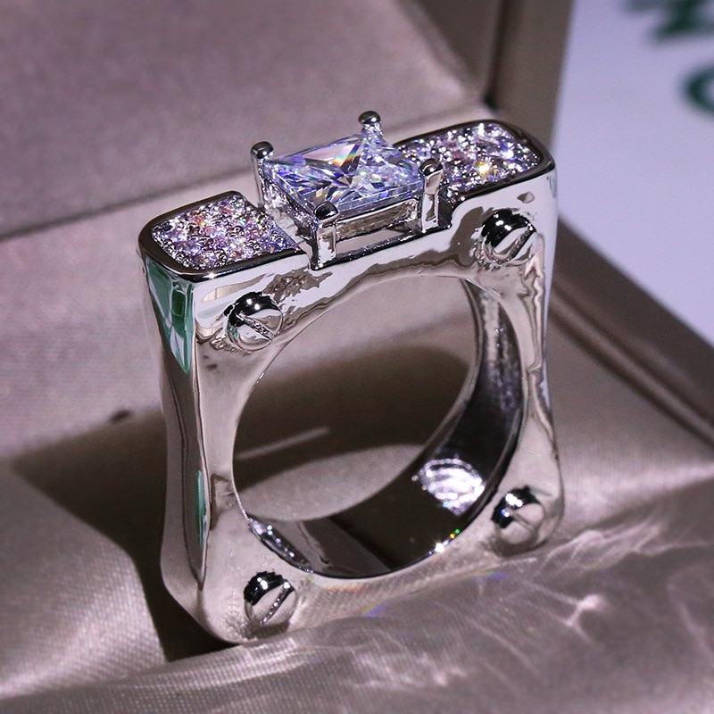 Fdlk klassisk princess cut rhinestone smykker kvinder engagement brude ring jubilæum