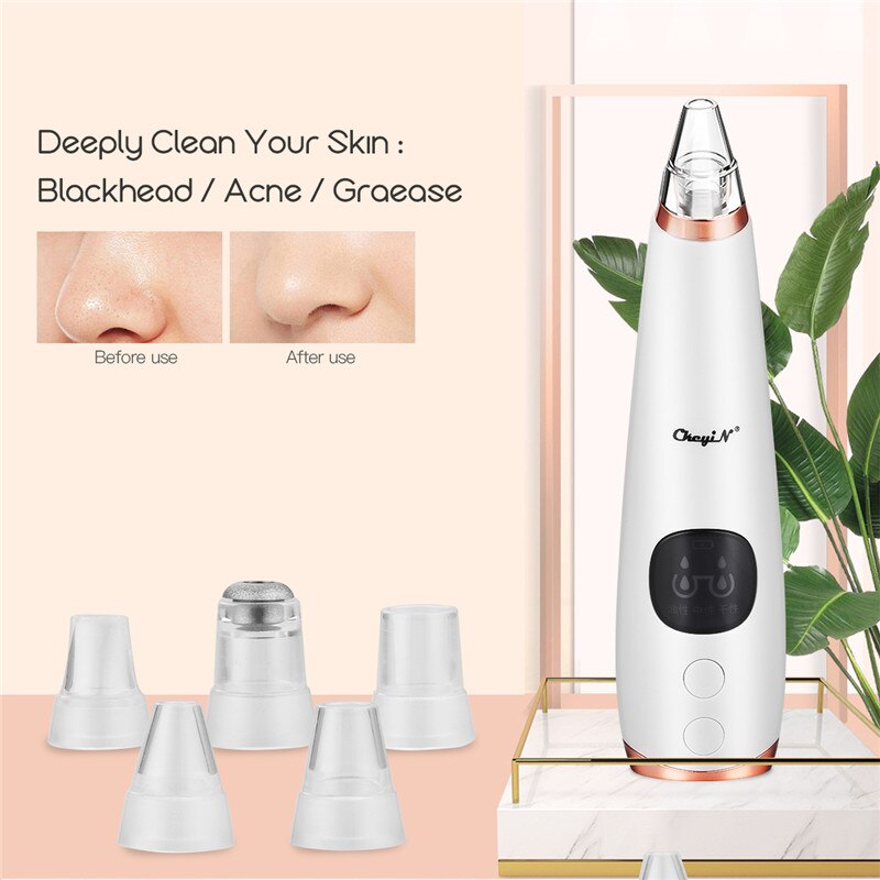 Electric Blackhead Remover Face Acne Pore Vacuum Suction Black Head Remover Microdermabrasion Facial Cleaner Pimple Extrator 45