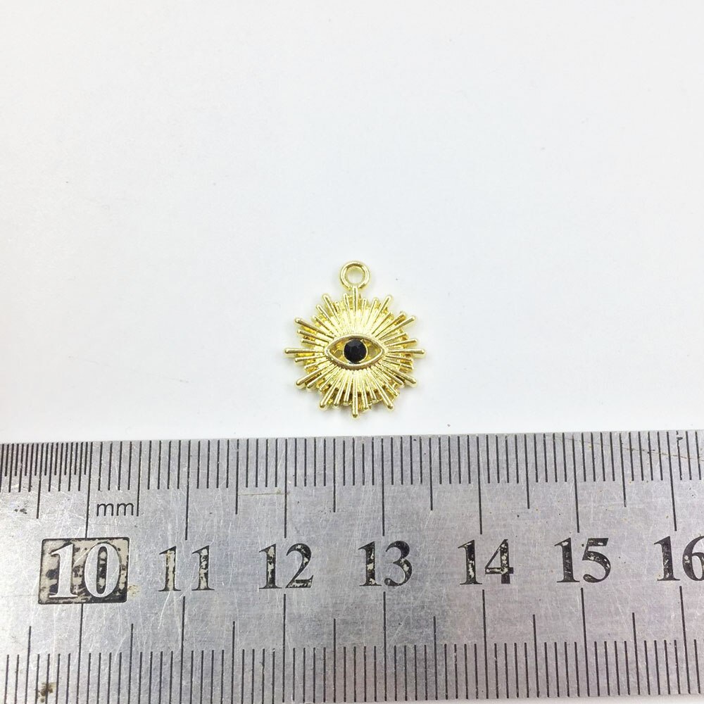 Eruifa 10 stücke 15mm Auge strass druck Gold/Silber überzogene zink-legierung Reize Anhänger Schmuck DIY Halskette 2 farben