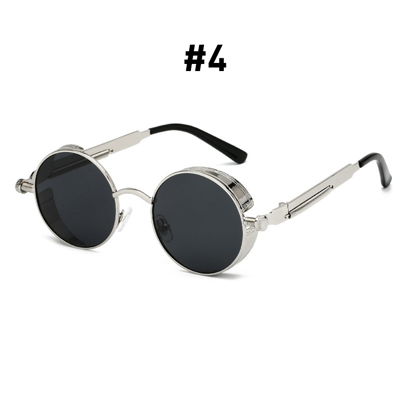 VIVIBEE Vintage Steampunk Red Sunglasses Men Round Punk Alloy Metal Retro Sun Glasses Women Goggles Gothic Style Shades: Yellow