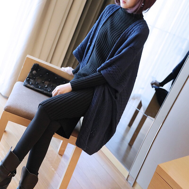 Vinter barselstrøje kvinder tyk strikket cardigan lang sweater efterår løs stor sweater frakke gravid 1661008