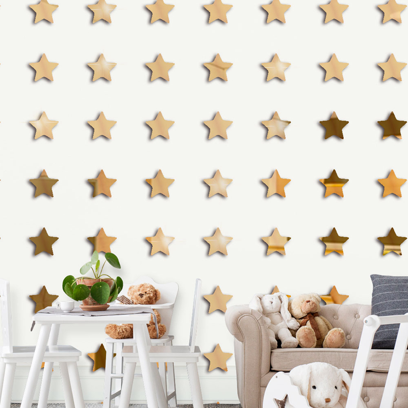 100 piezas acrílico 3D espejo estrellas pegatina de pared para habitaciones de niños decoración del hogar estrellas lindas pared calcomanía guardería bebé dormitorio acrílico Mural