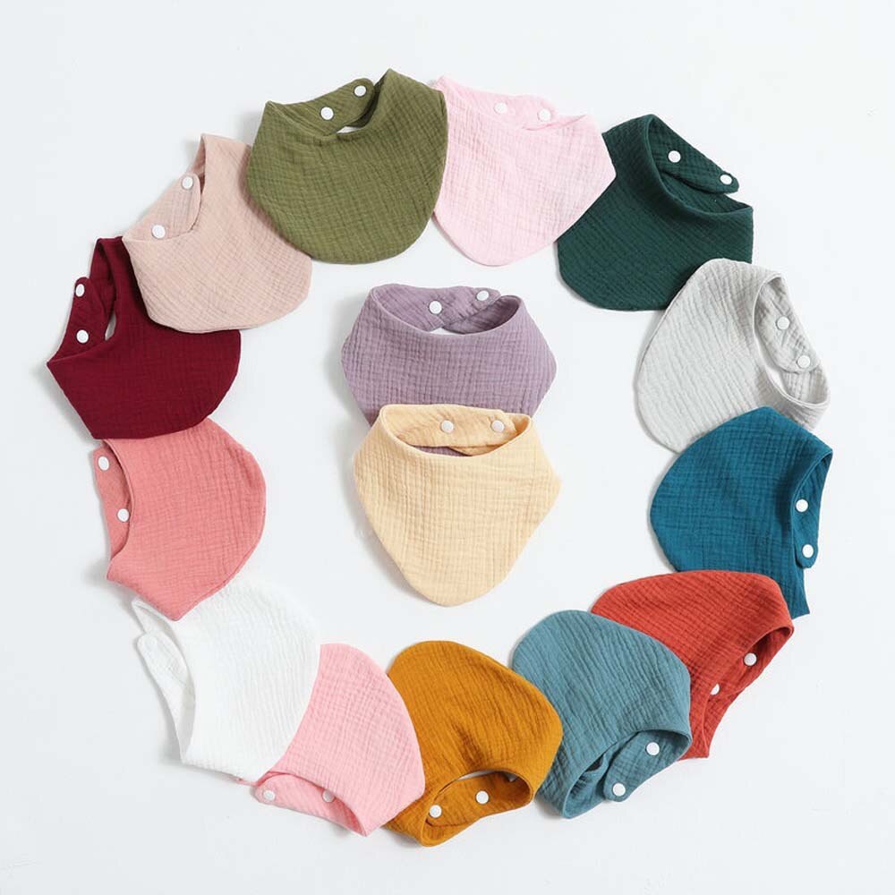 Baberos de algodón para bebé, pañuelo de muselina para eructar, accesorios para recién nacido, botón a presión, toalla triangular, alimentación, 1 unidad