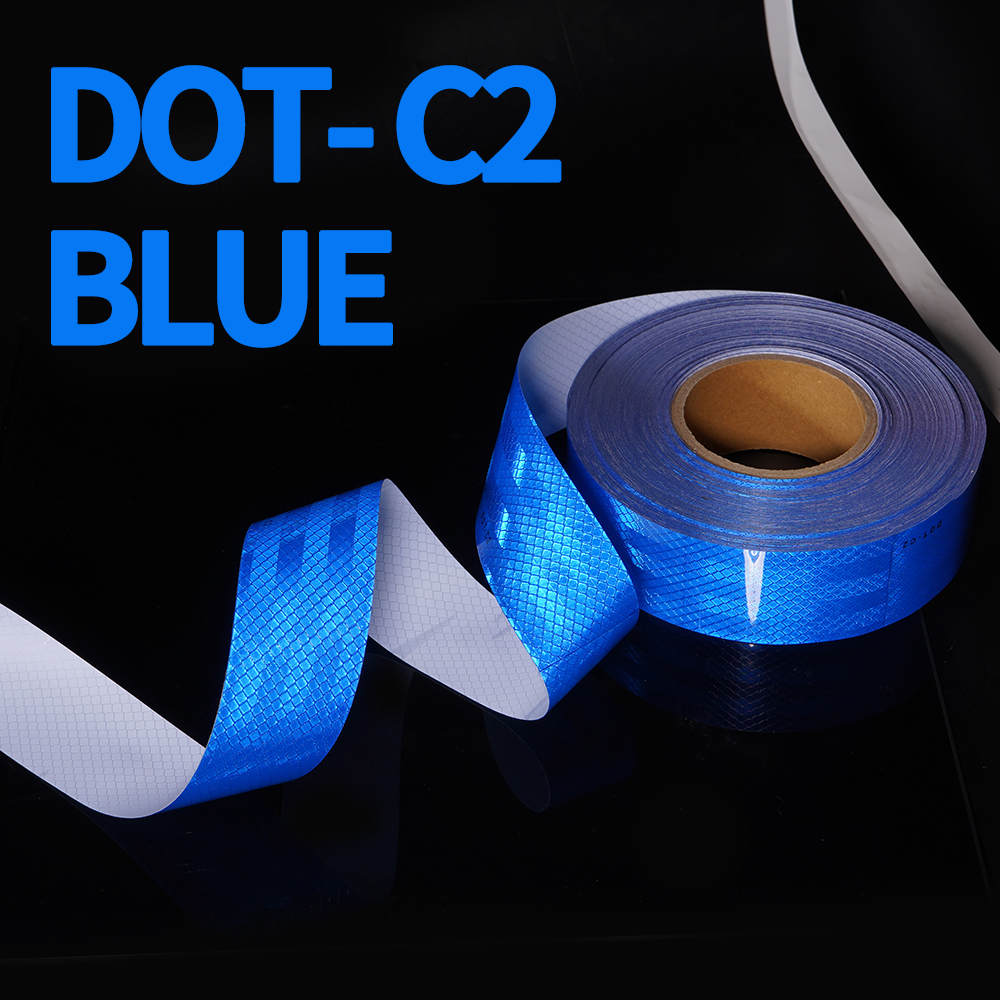 Waterproof Reflective Car Stickers DOT-C2 Blue Self-adhesive High Visibility Caution Warning Safety Tape Reflectors Strips