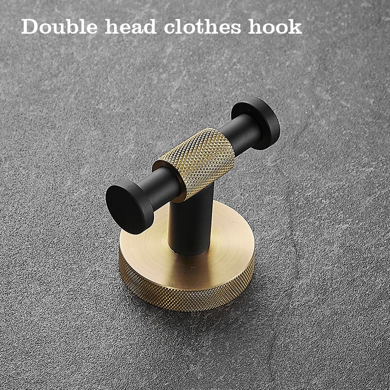 Stainless Steel Bathroom Hardware Set Bathroom Accessories Black Towel Rail Bar Rack Gold Towel Bar Shelf Towel Holder: hook2