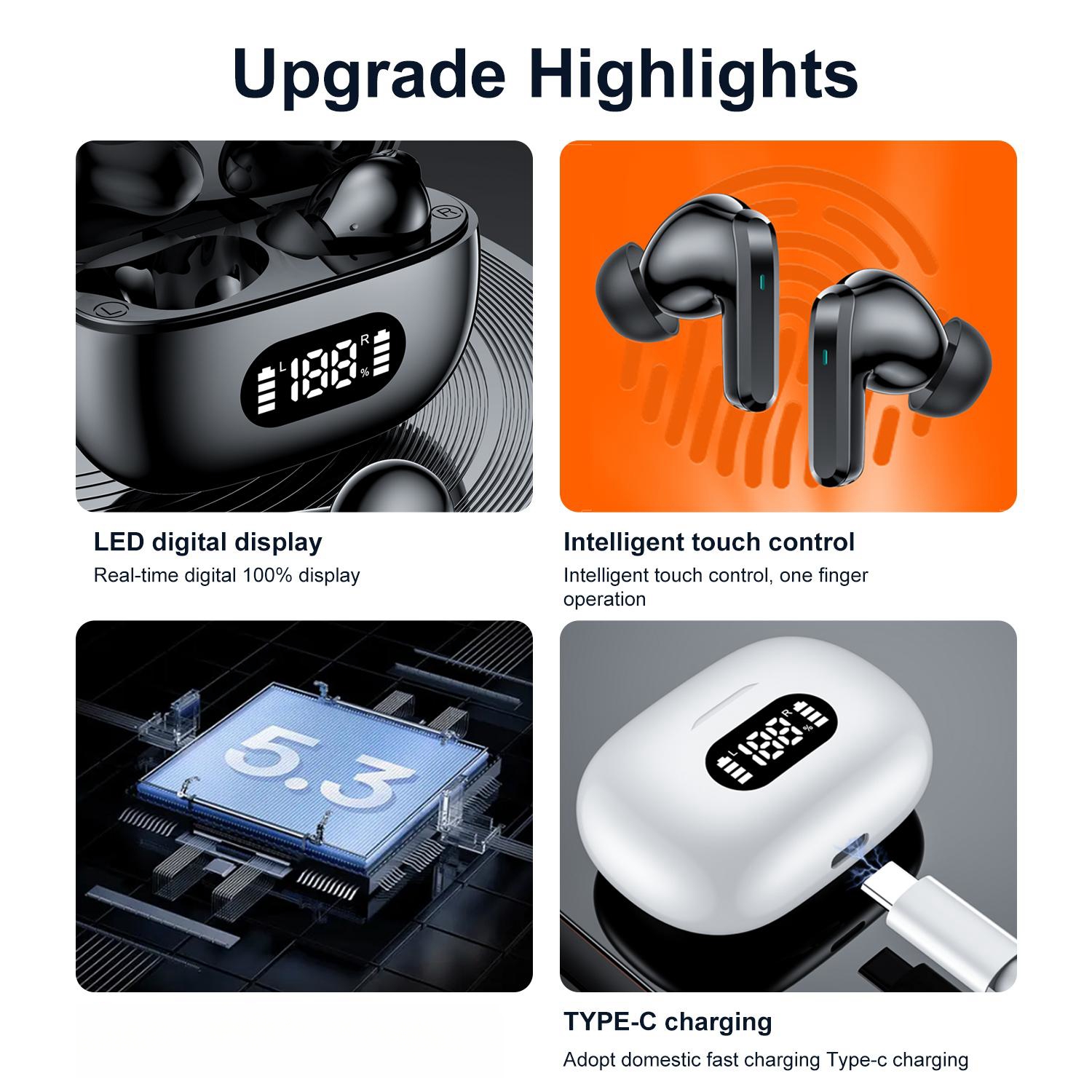 2024 neue echte kabellose Kopfhörer hohe Klang Dual-Kopfhörer lange Akkulaufzeit Unisex-Sportspiele