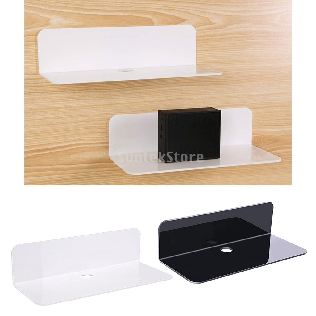 Estante flotante acrílico duradero sin daños, altavoz, pantalla pequeña, adhesivo, extraíble