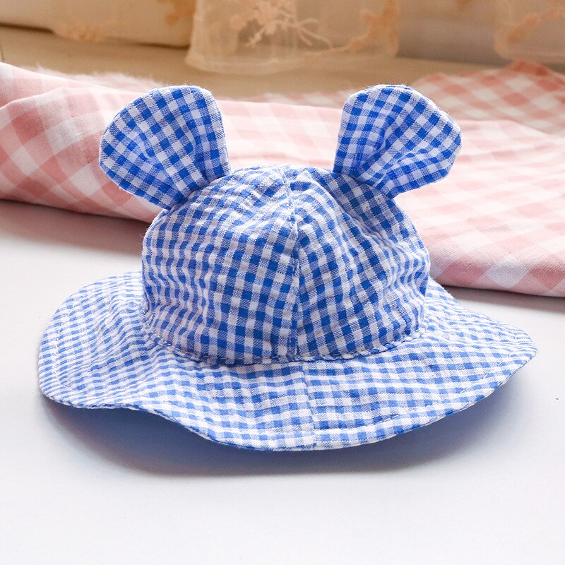 Dog Small Ear Hat Plaid Caps Shade Hat Pet Dog Cap Sun Protective Hat Summer Adjustable Cute Cap Pet Supplies: Blue