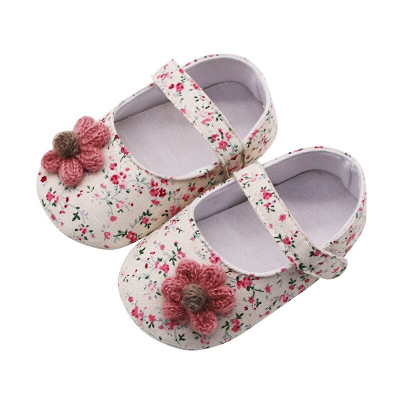Zapatos de bebé para niña, zapatos antideslizantes transpirables con estampado Floral, zapatillas casuales con flores, zapatillas de deporte para niños, suela blanda para primeros pasos: C / 7-12 meses