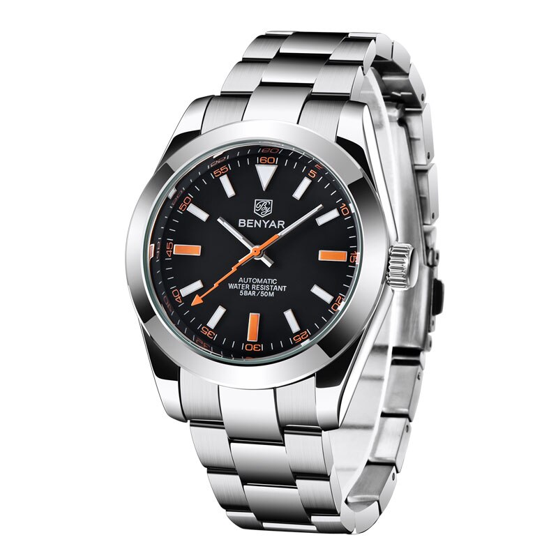 Benyar Top Mannen Horloges 316L Staal 50M Waterdichte Horloges Mannen Mechanische Horloges Luxe Reloj Hombre