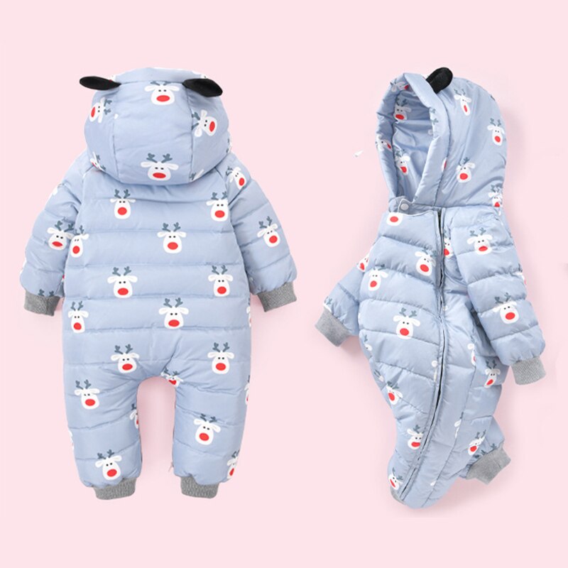 Iyreal Kerst Childrens Jumpsuit 90% Witte Eend Donsjack Winter Jongens Meisjes Hooded Herten Warme Bovenkleding Kids Baby Down Jassen