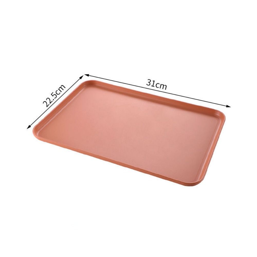 Plastic Wheat Straw Storage Tray Eco-friendly Large Capacity Rectangular Serving Tray Exquisite Fruit Salad Tray Hotel: Burgundy