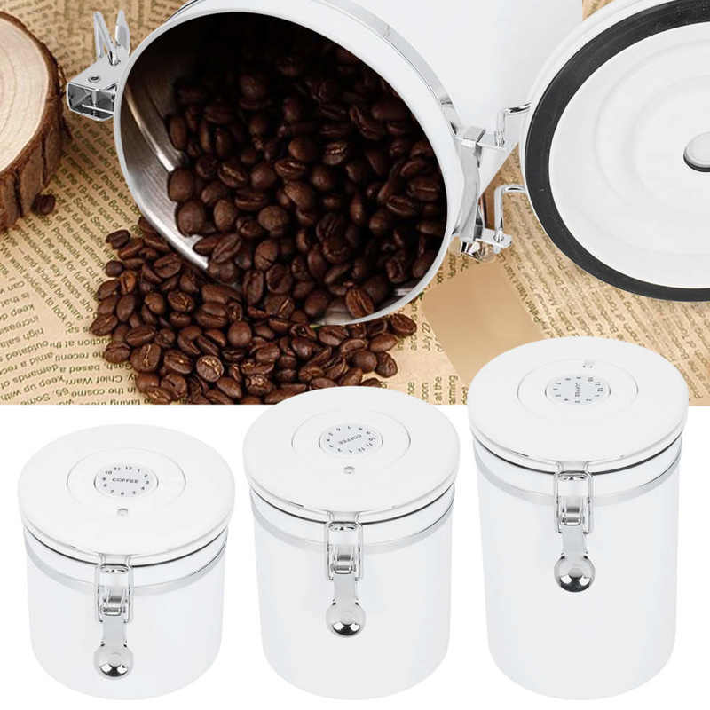 Coffee Canister Stainless Steel Sealed Canister Coffee Flour Sugar Container Storage Jar with Release Valve