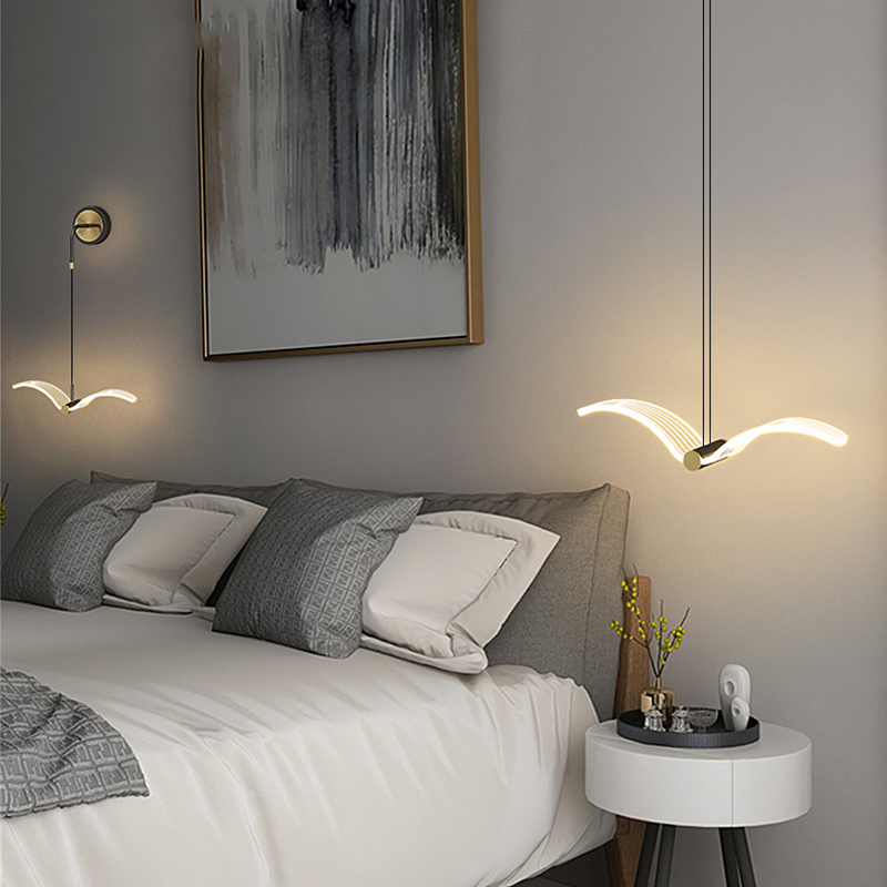 Modern Pendant Light Seagull Art Acrylic Indoor Ceiling Lamp Chandelier Bedside Lighting Kitchen Fixtures Home Decor