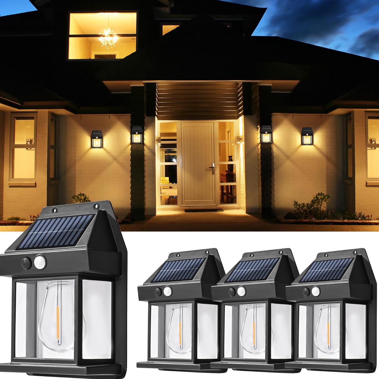 Solar Induction Wall Lamp Outdoor Garden Lights 3 Modes Motion Sensor Automatic LED Night Lights Outdoor Decor Lantern Lighting