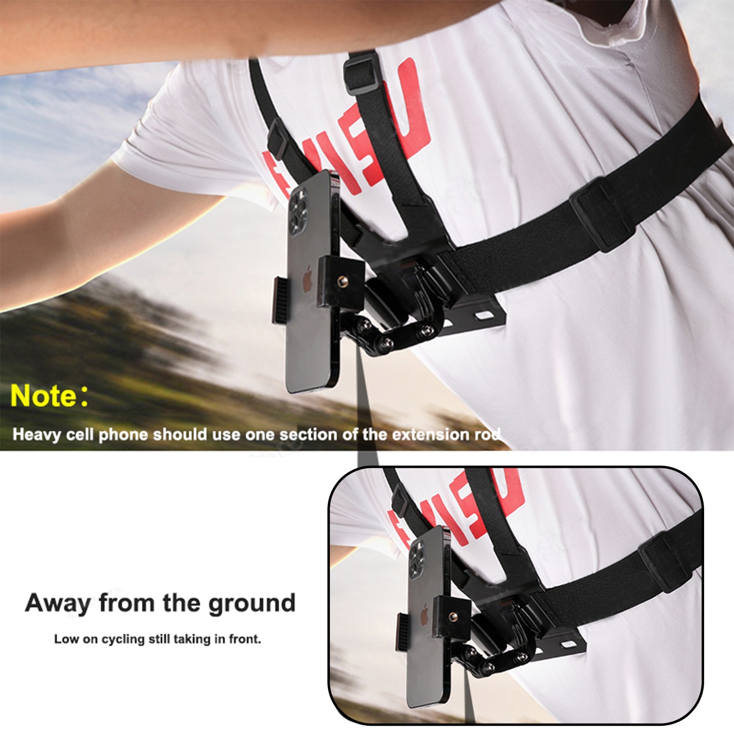 Phone clip Mount Mobile Phone Check Mount set for smartphone Check Mount Rubber Pads holder go pro Mount Harness body Strap Cell