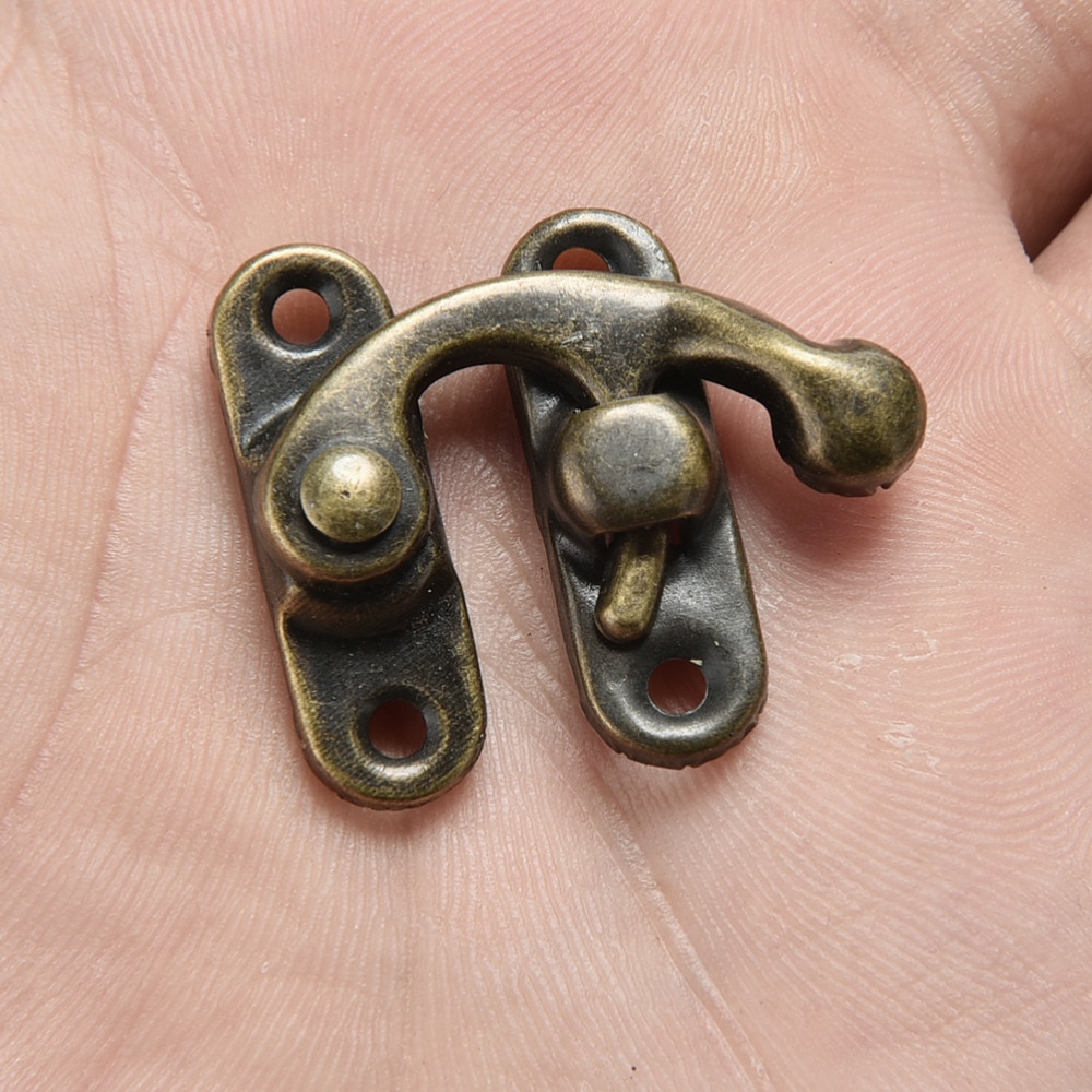 12Pcs Praktische Mini Antieke Metalen Lock Catch Gebogen Gesp Hoorn Lock Sluiting Haak Sieraden Doos Hangslot