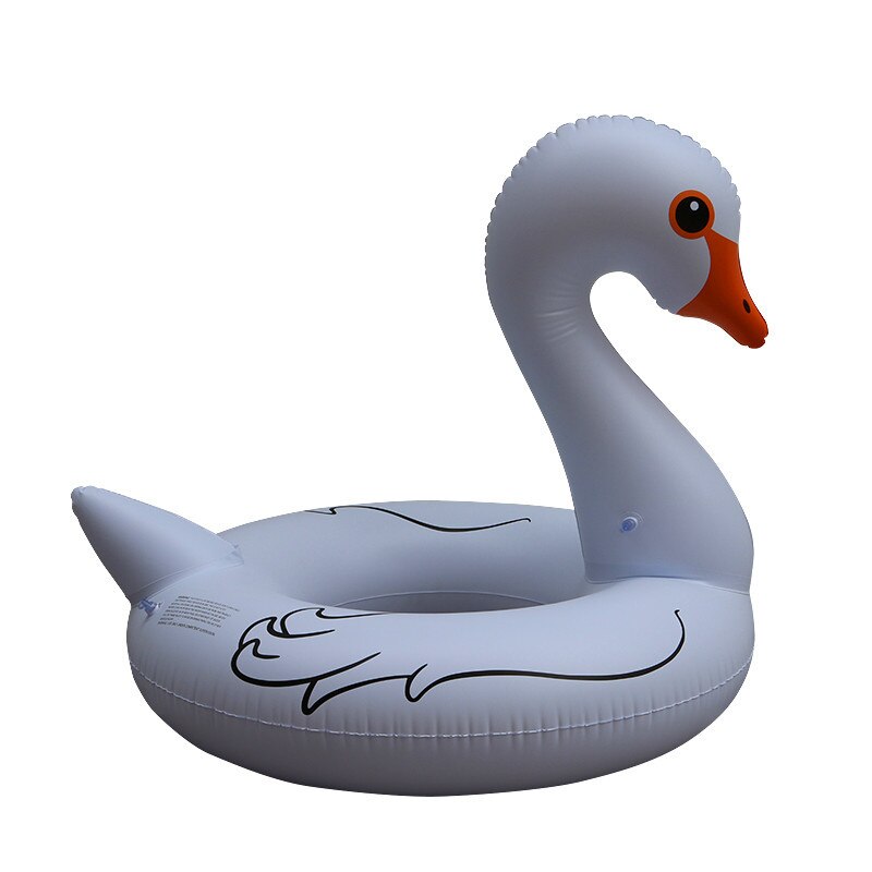 Flotador inflable para piscina con forma de cisne, flotador circular para piscina en blanco y negro, salvavidas: Blanco