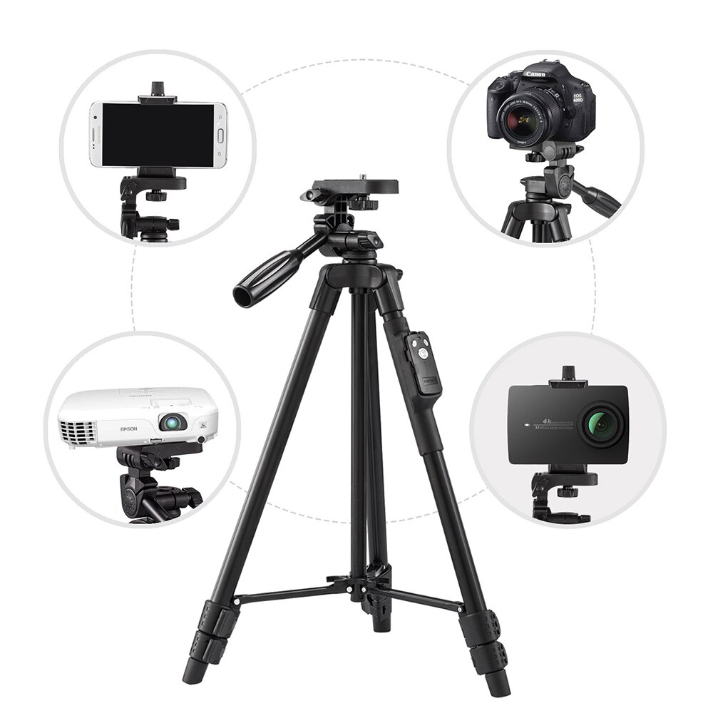 Di alluminio Della Macchina Fotografica Video Treppiede Peso Leggero Viaggi Treppiede Portatile + Remote per il Telefono DSLR Della Macchina Fotografica iPhone 8 Samsung Huawei P20 a7III